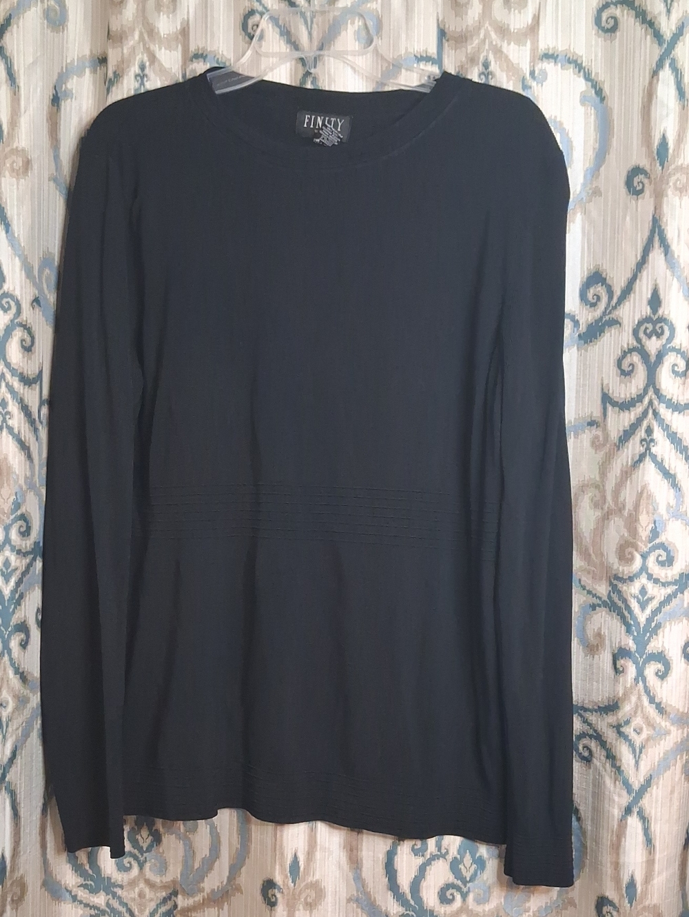Finity Black Ribbed Long Sleeve Top